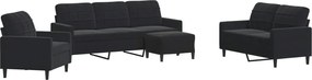 vidaXL Set de canapele cu perne, 4 piese, negru, catifea