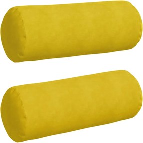 vidaXL Perne Bolster 2 pcs Galben Ø 25 x 70 cm Țesătură din corduroy