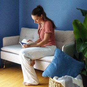 HOMCOM Divano 2 Posti in Tessuto Effetto Lino con Braccioli e Cuscini Imbottiti, Divanetto 2 Posti Moderno con Gambe in Acciaio, per Ufficio, Soggiorno, Salotto e Camera da Letto, 139x68x80 cm, Crema | Aosom Romania