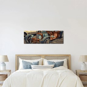 Tablou cu mașina maro (cu ceas) (90x30 cm)