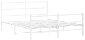 355435 vidaXL Cadru pat metalic cu tăblie de cap/picioare , alb, 160x200 cm
