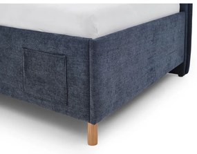 Pat pentru copii albastru închis pe colț tapițat fără somieră 90x200 cm Fun – Meise Möbel