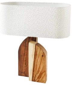 Lampa de masa, Lemn, Tesatura Boucle, Alb, LOVERS 60cm, A-46649 VC