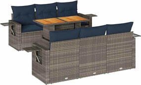 vidaXL Set canapele de grădină, 7 piese, cu perne, gri, poliratan