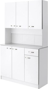 HOMCOM Bufet de bucătărie dulap de bucătărie contemporan depozitare multiplă 6 uși 1 sertar + blat mare | Aosom Romania