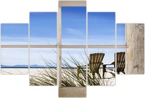 Tablou - Fereastră cu vedere la plajă (150x105 cm)