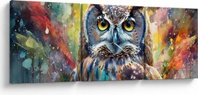 Tablou - Pictură de o bufniță (cu ceas) (90x30 cm)