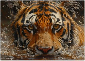 Tablou - Portret de tigru în apă (70x50 cm)