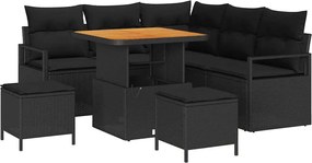 vidaXL Set de canapele pentru grădină cu pernă cu pernă 8 pcs Negru