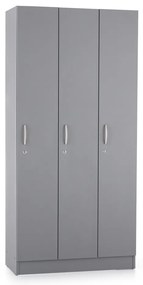Dulap din lemn Visio LUX - 3 compartimente, 90 x 42 x 190 cm, gri