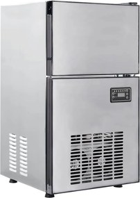 vidaXL Maker de cuburi de gheață cu ușă Argintiu 43 x 40 x 71 cm