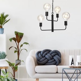 Lustră pe lanț ORLANDO 4xE27/60W/230V neagră