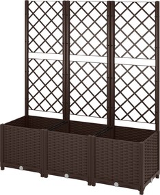 Outsunny Jardinieră cu spalier pat ridicat pentru grădină jardinieră exterioară cu 8 orificii de drenaj 120 x 40 x 135 cm maro | Aosom Romania