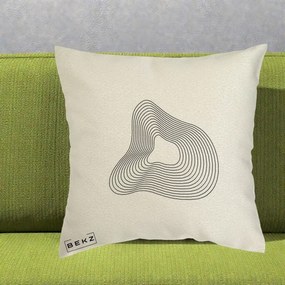 Perna Decorativa Abstract Linii Organice, 40x40 cm, Ecru, Husa Detasabila, Perna Inclusa, BEKZ®