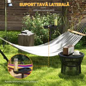 Outsunny Suport pentru hamac 9,4ft si suport lateral pentru tava, Suport pentru plasa de hamac cu cadru din otel, pentru hamacuri stil plasa