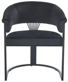 RESIGILAT- Scaun dining, cadru metalic negru, tapiterie catifea, Negru/Negru
