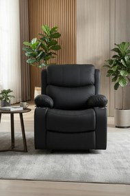 Fotoliu Masaj, Incalzire, rabatabil, sezut cu arcuri metalice, suport picioare extensibil, catifea, Negru