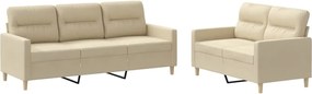 vidaXL Set de canapele cu perne, 2 piese, crem, textil