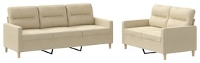 3201602 vidaXL Set de canapele cu perne, 2 piese, crem, textil