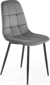 Scaun tapitat K417, gri/negru, stofa catifelata/metal, 46x56x87 cm