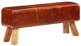 351102 vidaXL Bancă Bok gimnastică maro 110cm piele naturală/lemn masiv mango