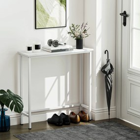 HOMCOM Masă consolă de hol cu piciorușe reglabile, protecție la răsturnare 75 x 24 x 76 cm pentru spații mici Alb | Aosom Romania