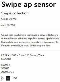 Aplica LED cu senzor de miscare pentru exterior IP54 Swipe ap antracit