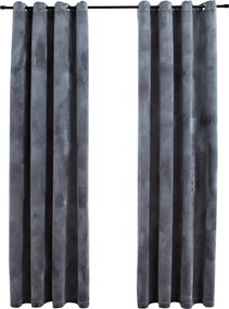 vidaXL Draperii opace cu inele, 2 buc., antracit, 140x175 cm, catifea