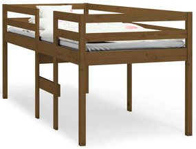 821607 vidaXL Pat înalt de dormitor, maro, 90x200 cm, lemn masiv de pin