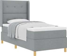 vidaXL Pat cu arcuri cu saltea Gri deschis 90 x 200 cm țesătură