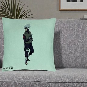 Perna Personalizata Naruto Kakashi Hatake Portret Complet, 40x40 cm, Verde Menta, Husa Detasabila, Perna Inclusa, BEKZ®