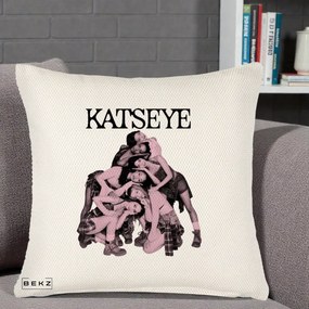 Perna Personalizata K-pop KATSEYE Foto Roz Vintage, 40x40 cm, Crem Reliefat, Husa Detasabila, Perna Inclusa, BEKZ®