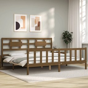 3192579 vidaXL Cadru pat cu tăblie, maro miere, 200x200 cm, lemn masiv