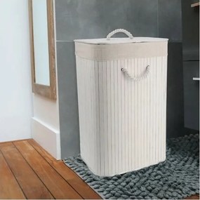 Compactor Coș pentru rufe murdare Bamboo dreptunghiular, alb