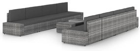 vidaXL Set mobilier de grădină cu perne, 9 piese, gri, poliratan