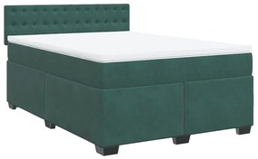 3286369 vidaXL Pat box spring cu saltea, verde închis, 160x200 cm, catifea