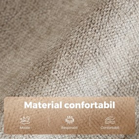 HOMCOM Fotoliu Recliner Manual 155° cu Suport pentru Picioare, Șezut Gros, Material Tip In, Maro Deschis | Aosom Romania