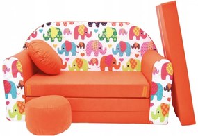 Canapea extensibilă pentru copii cu elefanți colorați 98 x 170 cm