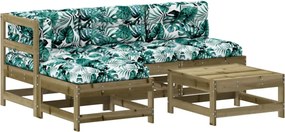 vidaXL Set mobilier de grădină cu perne, 5 piese, lemn de pin tratat