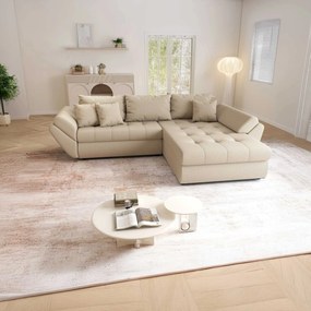 Colțar extensibil dumonde cu ladă de depozitare si sezut confortabil din spuma high-density, Loana Enjoy Camel 270x185 cm