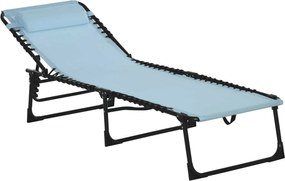 Outsunny Șezlong pliabil, husă respirabilă, cadru metalic, 189 x 58 x 30 cm, Albastru-verzui | Aosom Romania