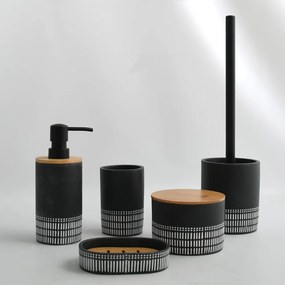 Organizator de baie negru pentru dischete demachiante, din polirășină Yuma – Spirella