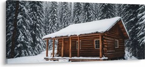 Tablou - Cabană acoperită de zăpadă (120x50 cm)