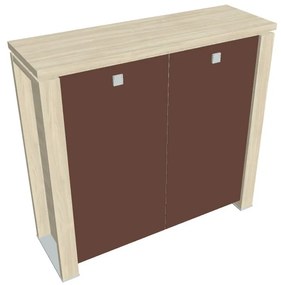 Dulap mediu Verno+ 140 x 46 x 130 cm, uși de sticlă, salcâm / maro