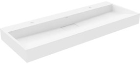 Mexen Ava chiuvetă pe blat din conglomerat 2 orificii 120 x 46 cm, Albă - 23011202