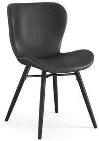MAZZONI EXPORT ALTEA Piele ecologică Neagră (Gri închis)/picioare negre - SCAUN MODERN PENTRU LIVING/SUFRAGERIE/BUCĂTĂRIE/BIROU