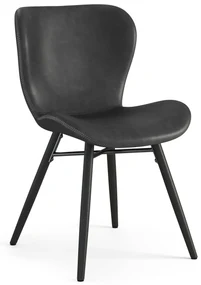 MAZZONI EXPORT ALTEA Piele ecologică Neagră (Gri închis)/picioare negre - SCAUN MODERN PENTRU LIVING/SUFRAGERIE/BUCĂTĂRIE/BIROU