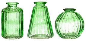 Set 3 vaze din sticlă Sass & Belle Bud, verde
