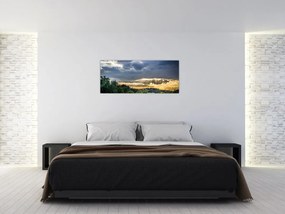 Tablou cu peisaj și raze de soare (120x50 cm)
