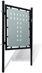 Poarta de gard cu o usa, negru, 100x125 cm Negru, 100 x 125 cm